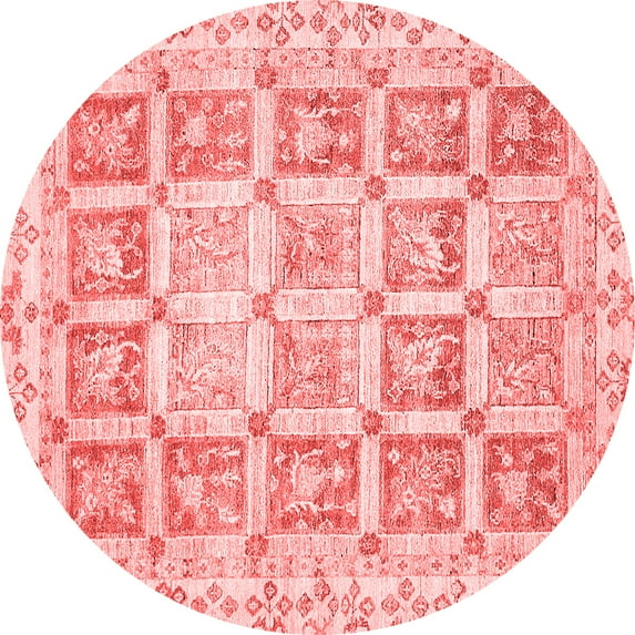 Ahgly Company Machine Washable Indoor Round Abstract Red Modern Area Rugs, 6' Round