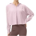 thumbnail image 1 of AherBiu Vestes d'Entraînement Raccourcies pour Femme Veste Athlétique Légère à Capuche Coupe-Soleil Randonnée Chemises Extérieures, 1 of 6