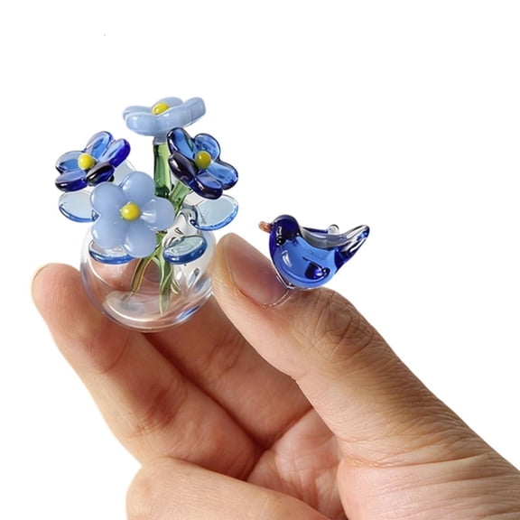 Giaone Crystal Forget I Not Flower Figurines Meaningful Remembrance Glass Flowers Figurines Collectibles Home Decors