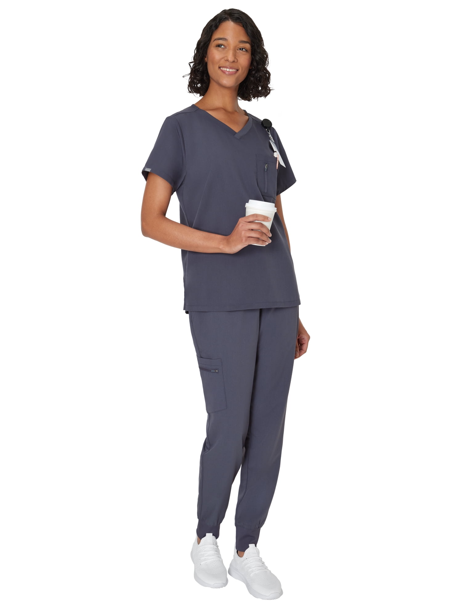 Hanes Women's Scrubs V-Neck Scrub Top, Premium, Short Sleeve, 1 Pocket, Sizes XS-3XL
