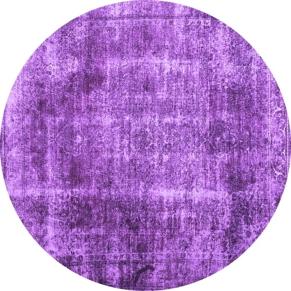 Ahgly Company Indoor Round Abstract Purple Contemporary Area Rugs, 8' Round