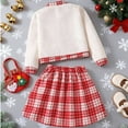 thumbnail image 4 of Afdoent Girls Clothes Fashion Christmas Girls Holiday Dress Elegant Long Sleeve Top And Plaid Skirt Two Piece Outfit For And Party Celebrations 9-10 Years, 4 of 7