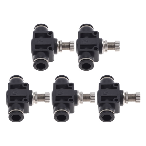Conectores de aire de empuje únicos Bargains 3/8" válvula de control de flujo de aire plástico metal 5 piezas tono negro plateado