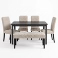 thumbnail image 2 of Home Design Guysaka 6-Piece Dining Set with Modern Rectangular Table, 4 Upholstered Corduroy Dining Chairs & Upholstered Bench, Light Beige, 2 of 18