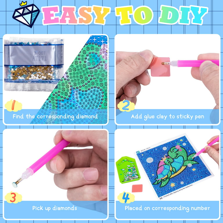 Dream Fun 5D Diamond Painting Kits for Kids, Gem 3D Diamond Painting Kit  Birthday Gifts for 9-12 Year Old Boys Girls Turtle Diamond Paintings