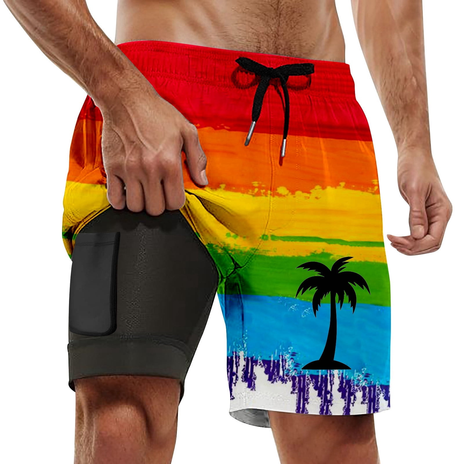 Swimming Trunks for Men Animal Print Short Sleeved T Shirt Mental State Summer Sets for Men,Red,XL