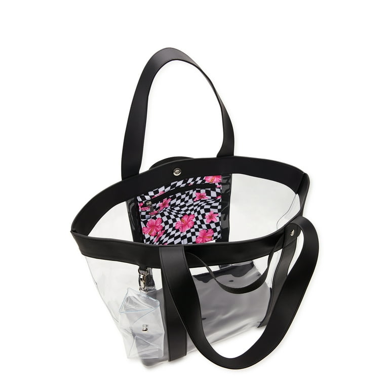 No Boundaries Women's Vinyl Beach Tote with Removable Glasses Case