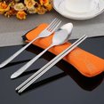 thumbnail image 5 of Outdoor Portable Stainless Steel Cutlery Set - Half Flower - Seven-piece Straw Set, 5 of 5