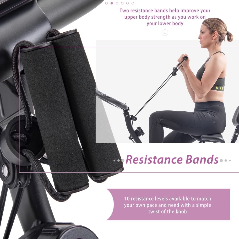 Folding Exercise Bike Upright Recumbent X Bike 16 Level Adjustable Resistance Foldable Stationary Bike with LCD Display Arm Bands for Home Gym Workout Multiple colors available