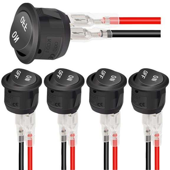 5pcs 2 Poles Round Rocker Switches with 15CM Cable Electrical Hobbyist Switches Plastic Metal Switches for Various Gadgets