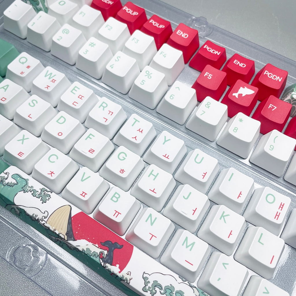 Customizable PBT Keycaps Set Coral Sea Pattern XDA/OEM Keycaps For Mechanical Keyboards,Korean Keycaps Solid Builds