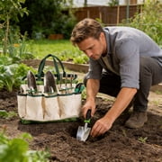 Gardening Tools Set, Stainless Steel Garden Hand Tool Kit with Storage Tote Bag, Complete Planting Gardening Supplies for Weeding, Digging, Transplanting & Pruning