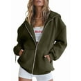 thumbnail image 1 of Sudaderas con Capucha y Cremallera para Mujer, Sudaderas Extragrandes, Conjuntos de Moda Escolar para Otoño, Chaquetas Informales, Ropa de Invierno Verde M, 1 of 9