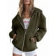 thumbnail image 1 of Sudaderas con Capucha y Cremallera para Mujer, Sudaderas Extragrandes, Conjuntos de Moda Escolar para Otoño, Chaquetas Informales, Ropa de Invierno Verde XXL, 1 of 9