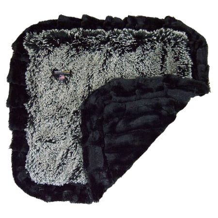 Bessie and Barnie Midnight Frost / Black Puma Luxury Shag Ultra Plush Faux Fur Pet/ Dog Reversible Blanket (Multiple Sizes)