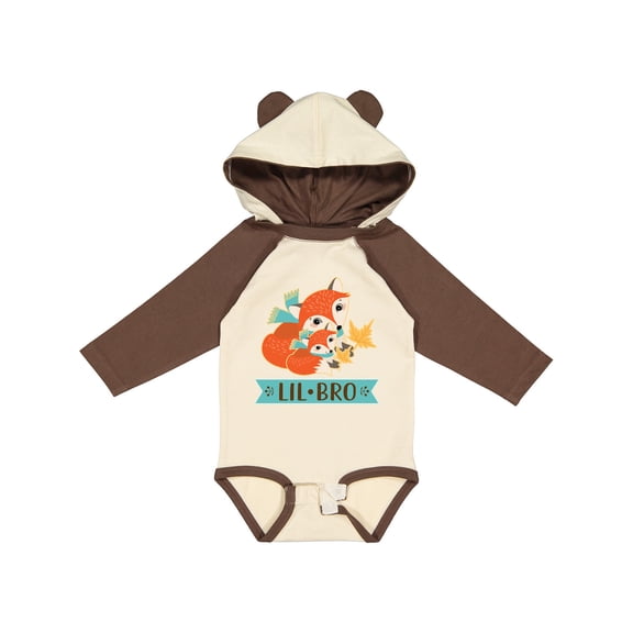 Inktastic Little Brother Woodland Fox Lil Bro Boys Long Sleeve Baby Bodysuit