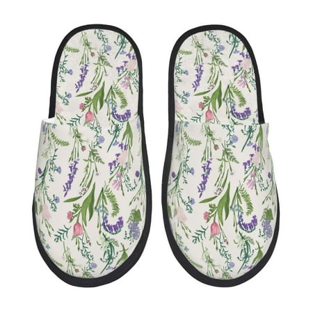 

Yiaed Wisteria Flower Print Unisex House Slippers Slip on Warm Shoes Indoor Outdoor with Anti-slip sole-Medium