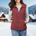 thumbnail image 2 of Brglopf Womens Lightweight Puffer Vest Sleeveless Quilted Jackets Zip Up Stand Collar Warm Fall Winter Padded Gilet Outwear with Pockets(Wine,M), 2 of 7