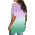 thumbnail image 5 of under 5.00 LYXSSBYX Womens Tops Short Sleeve Women's Fashion Gradient Printed Blouse V-neck Short Sleeve Loose T-shirt Tops, 5 of 7