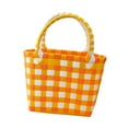 thumbnail image 4 of Bolso de mano tejido para mujer, elegante, de gran capacidad, abierto, cesta de almacenamiento para compras naranja, 4 of 9