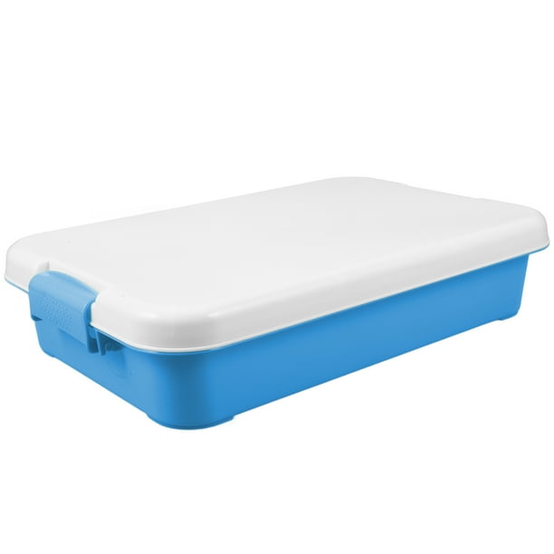 Caja de arena vacía, bandeja de arena con tapa, caja de arena portátil, caja de almacenamiento de juguetes pequeños, caja de arena de plástico para actividades al aire libre, caja de juguetes