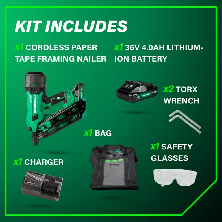 Metabo HPT, 18V Framing Nailer Kit, NR1890DCA, 3-1/2-In - Walmart.com