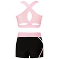 thumbnail image 2 of JanJean Kids Girls Dance Sports Outfits Crop Tops and Shorts Set 2 Pieces Gymnastics Ballet Dancewear Pink 8, 2 of 7