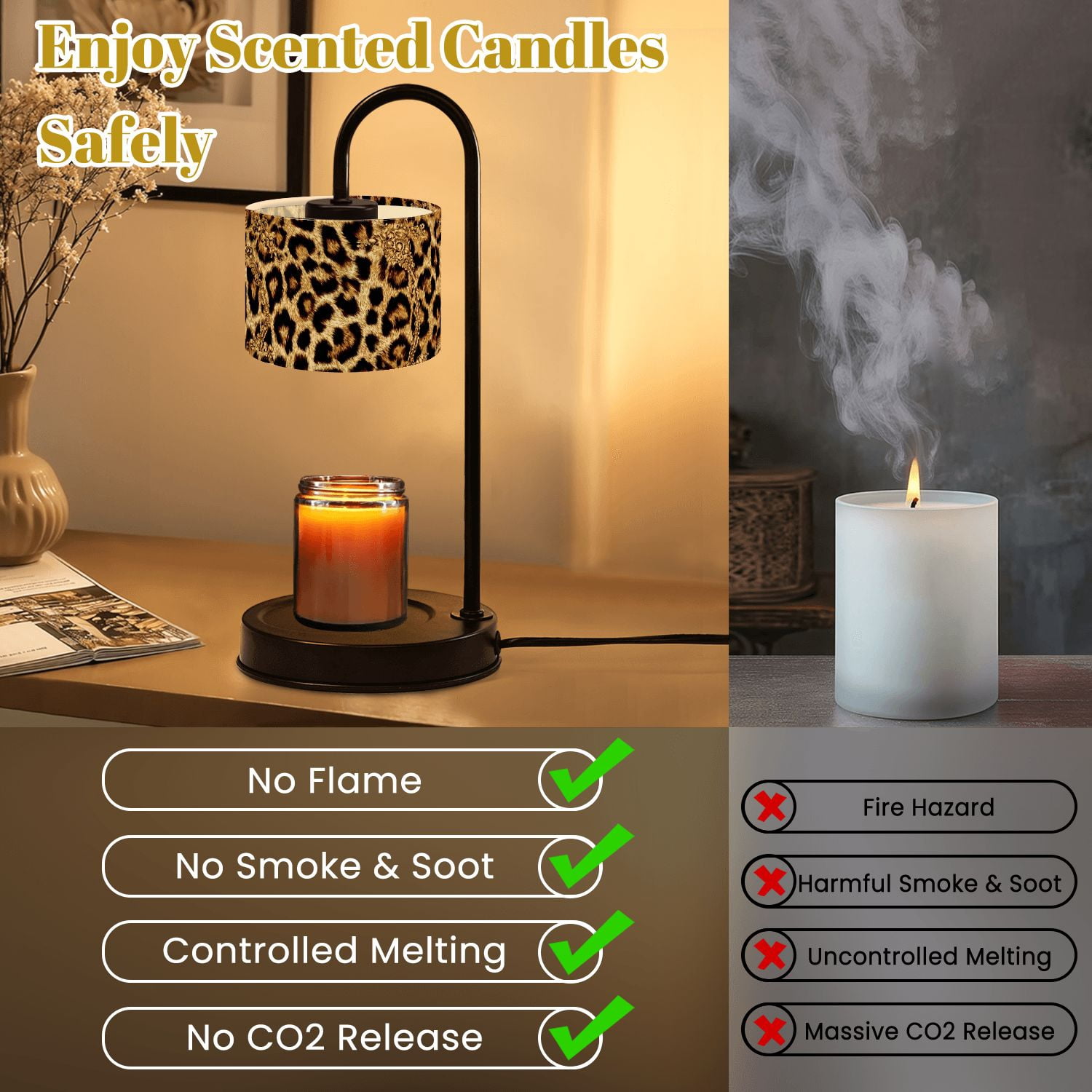 Candle Warmer Lamp with Timer Dimmer leopard colorful animal Candle Lamp Warmer for Jar Candle with 4 Bulbs Gifts for Women House Warming Gifts