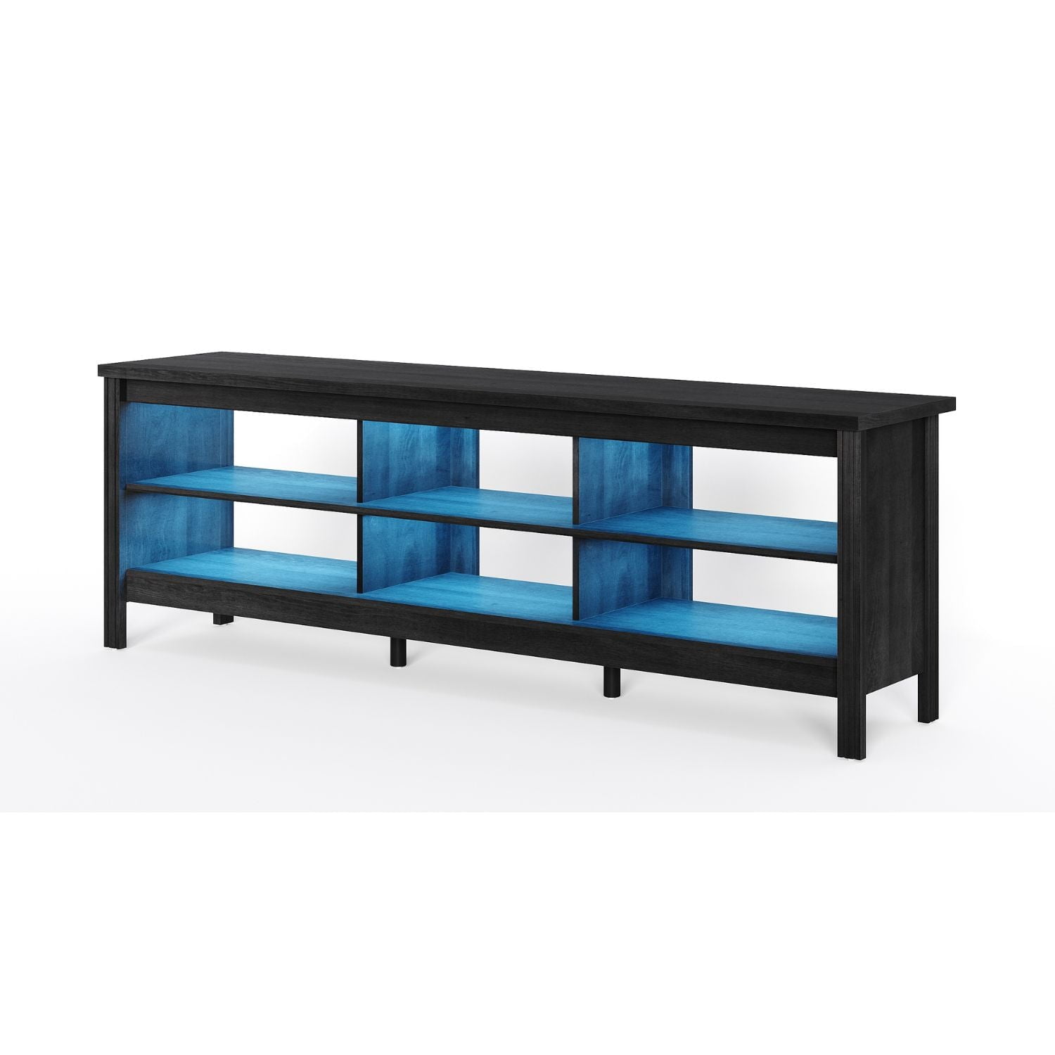 WAMPAT Farmhouse TV Stand for 75" Flat Screen, Wood Entertainment Center with LED Light for Living Room, 70 inch, Oak