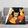 thumbnail image 2 of Cozy Flannel Blanket with Whimsical Animal Design - Soft Warm Perfect for Sofa Travel Bed or Chair - Adorable Cats & Dogs, 2 of 7