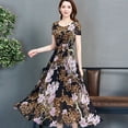 thumbnail image 5 of Female Summer Waisted Floral Pattern Short-sleeve Printing Dress, 5 of 9