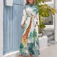 thumbnail image 4 of Jungle Giraffe Paradise Print Women's Long Dress Long Sleeves Dress Vintage Dresses Party Maxi Dress High Waist Dress, 4 of 4