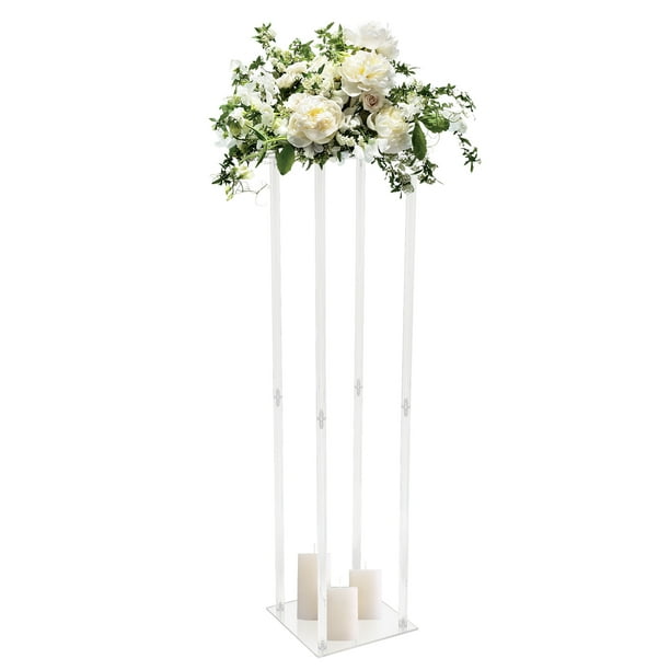 TFCFL 39" Wedding Flower Stand Clear Acrylic Pillar Floral Display Rack