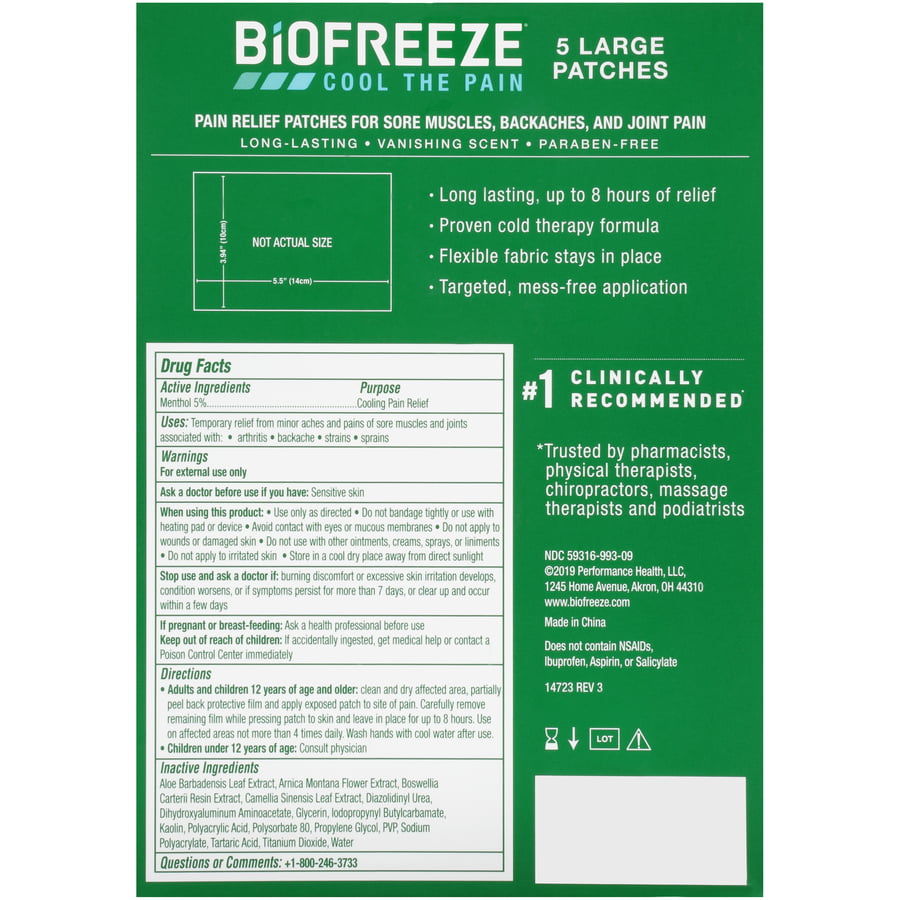 Biofreeze Menthol Pain Relief Gel Packets Large 5 Count