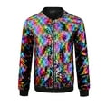 thumbnail image 5 of INSPIRE CHIC Sequin Jacket for Men's Zip Up Long Sleeves Party Disco Sparkly Bomber Jacket 2XL Multicolor, 5 of 6