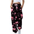 thumbnail image 2 of LEBONYARD Trousers for Women High Waisted,Clearance Pants for Women under $5,Women's Casual Trousers Printing Drawstring Pants Waist Long Pants Sweatpants with Pocket Multicolor L, 2 of 7