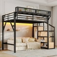 thumbnail image 2 of CKEASEAN Twin Size Gaming Loft Bed with Storage Stairs, Metal Loft Bed Frame with USB Ports and LED Lights, Noise-reduced Design, Heavy-Duty Adults Lofts Beds with Large Under-Bed Space for Bedroom, 2 of 9
