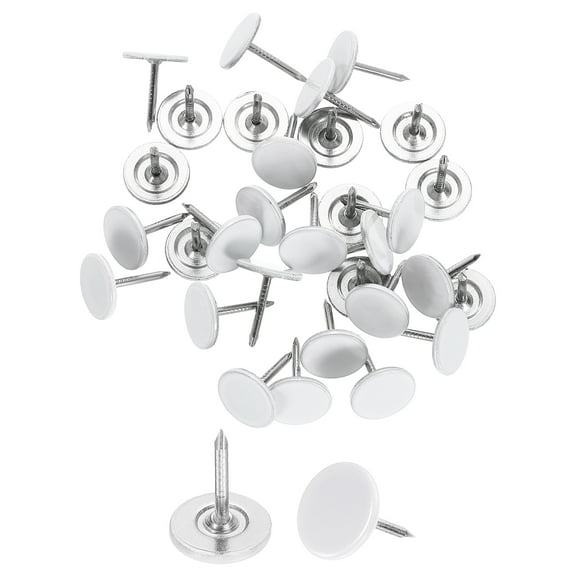 30Pack Push Pins, 11mmx13mm Round Flat Head Decorative Thumb Tacks, White
