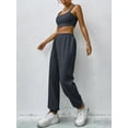 thumbnail image 4 of Coduop Women Two Piece Outfits Sleeveless Crop Top Loose Pants Loungewear Sets, 4 of 6