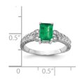 thumbnail image 4 of Auriga Fine Jewelry 14K White Gold 7x5mm Emerald-cut Emerald AAA Diamond Ring for Women Size 6, 4 of 4