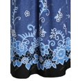 thumbnail image 4 of Más el tamaño de panel de encaje floral camiseta impresa Rosegal  Mangas largas de talla grande, 4 of 5