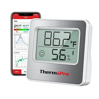 ThermoPro TP358 Hygrometer and Thermometer with Built-in Clock, Blueto – JG  Superstore
