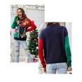 thumbnail image 5 of Womens Ugly Christmas Sweater Print Crew Neck Sweater Pullover Navy Blue L, 5 of 8