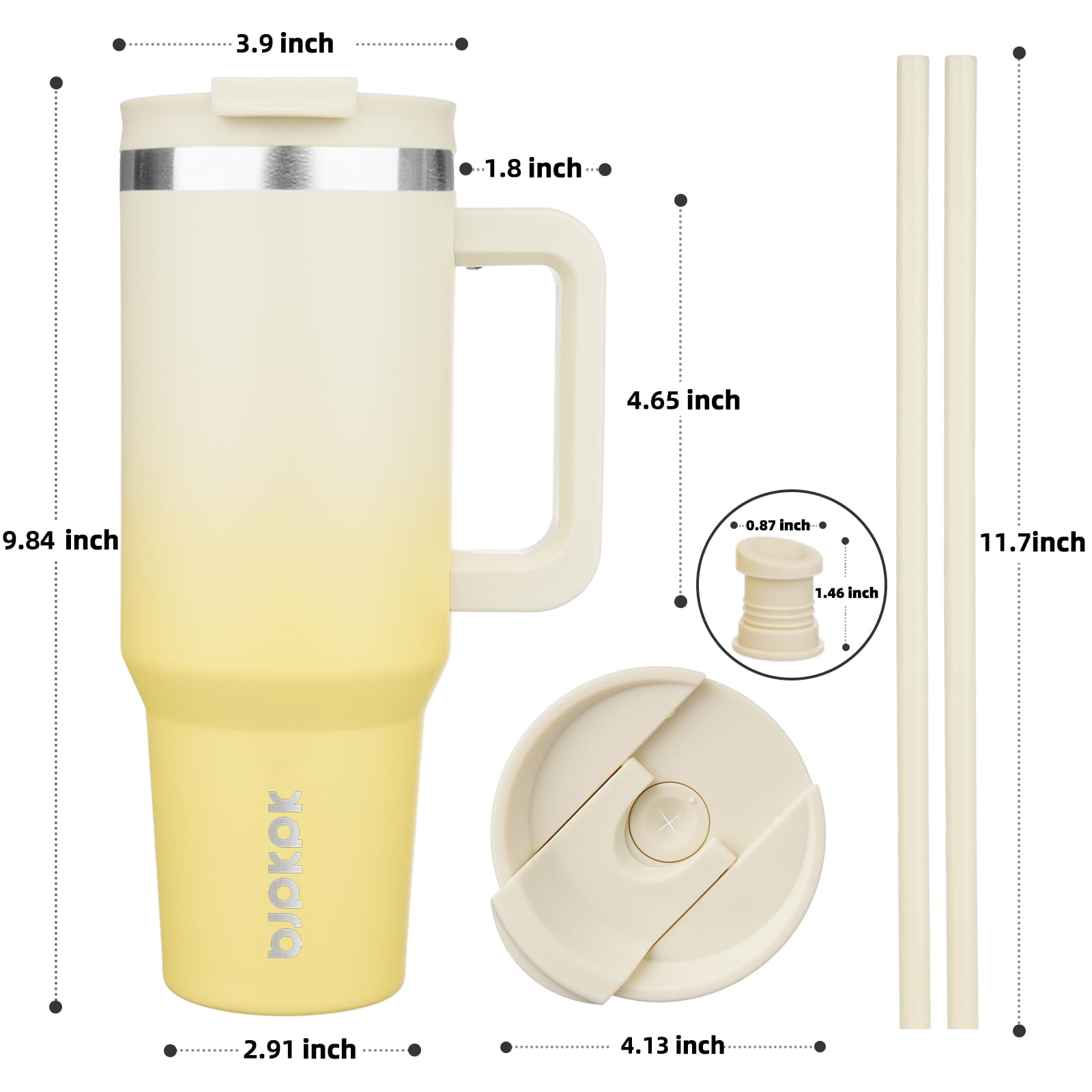 BJPKPK 40oz Tumbler with Handle - Lemon photo 2