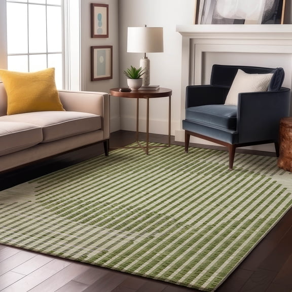 Addison Rugs Mayfield Premium Machine Washable Transitional Circles Green Rectangle Rug, 9' x 12'