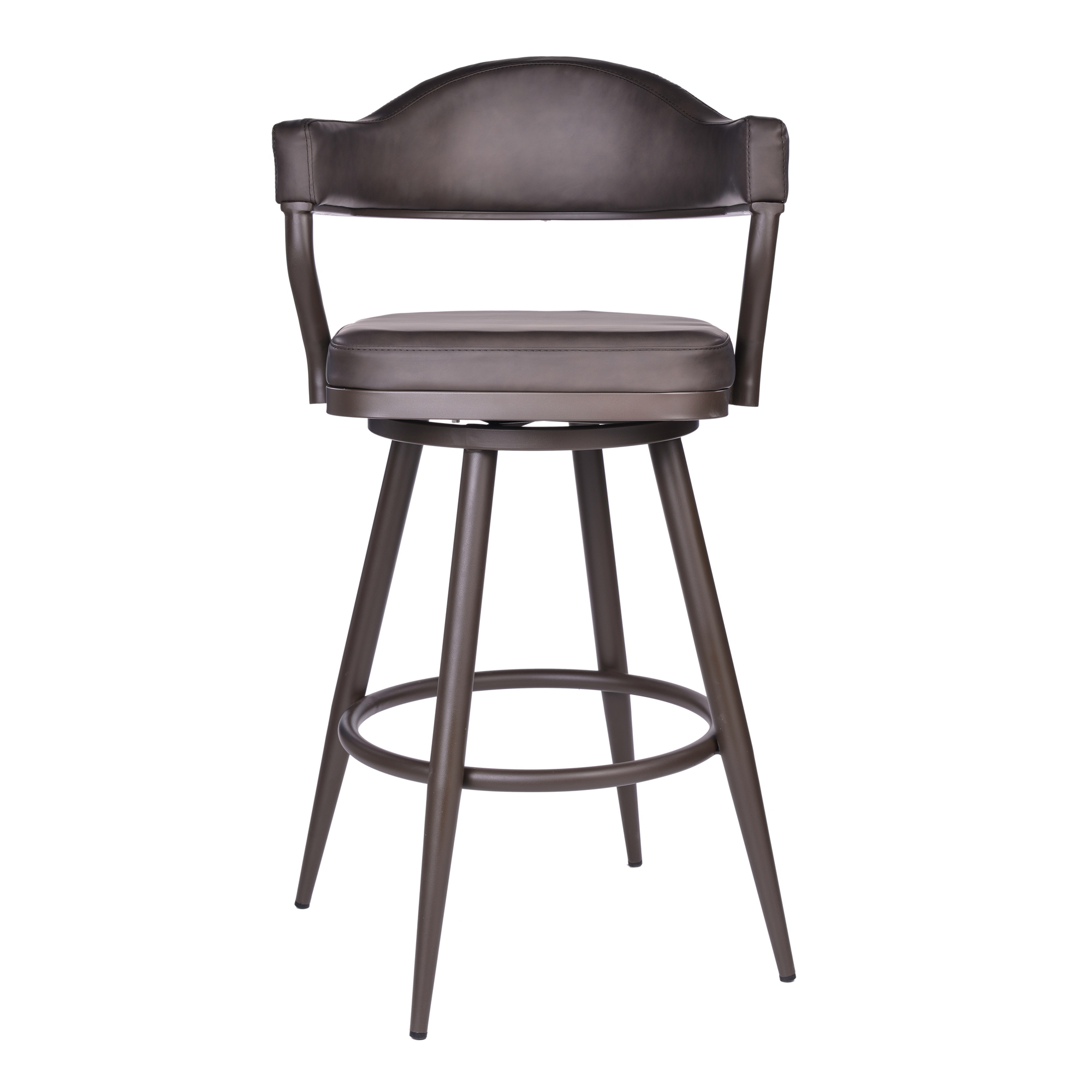 Armen Living Justin 30" Bar Height Barstool in Brown Powder Coated Finish/Vintage Brown Faux Leather