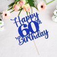 thumbnail image 2 of Cake Topper Kaoenla Feliz 60.º Cumpleaños Azul con Brillo, 2 of 7