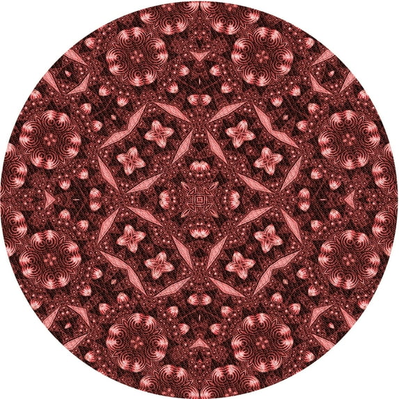 Ahgly Company Indoor Round Patterned Grapefruit Red Area Rugs, 5' Round