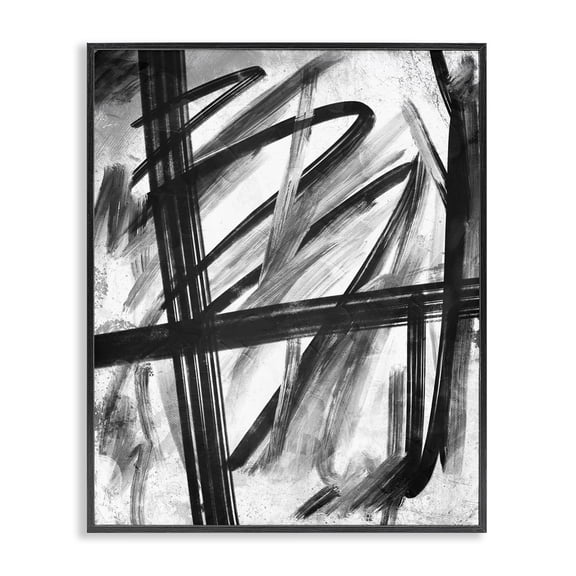 Stupell Industries Industrial Abstract Linework Black and White Design Black Framed Giclee Art, 11 x 14, by OnRei