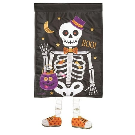 Magnolia Gardens M011266 13 x 18 in. Halloween Skeleton Legs Applique Flag